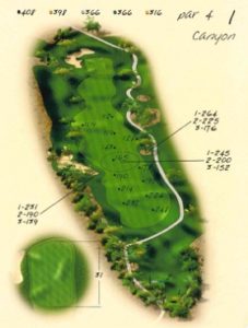 Ventana Canyon Golf Hole 1 Overview Map - Canyon Course