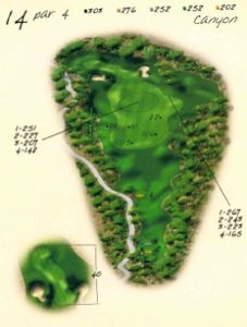 Ventana Canyon Golf Hole 14 Overview Map - Canyon Course
