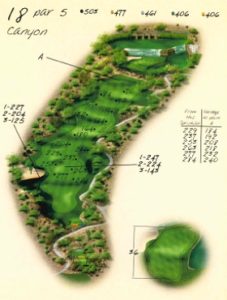 Ventana Canyon Golf Hole 18 Overview Map - Canyon Course
