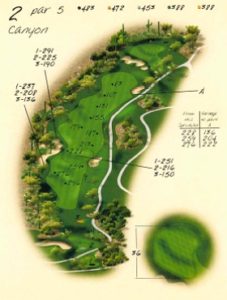 Ventana Canyon Golf Hole 2 Overview Map - Canyon Course