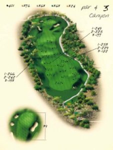 Ventana Canyon Golf Hole 3 Overview Map - Canyon Course