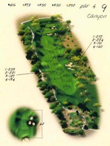 Ventana Canyon Golf Hole 9 Overview Map - Canyon Course