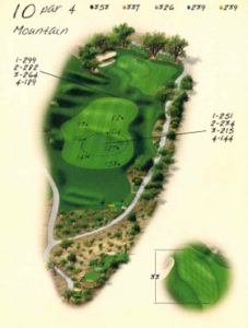 Ventana Canyon Golf Hole 10 Overview Map - Mountain Course