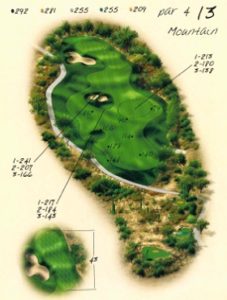 Ventana Canyon Golf Hole 13 Overview Map - Mountain Course