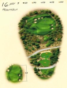 Ventana Canyon Golf Hole 16 Overview Map - Mountain Course